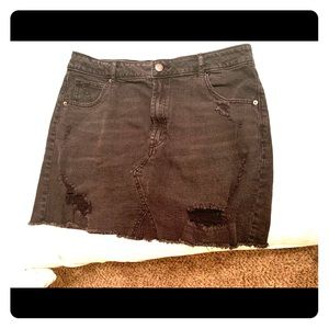 Distressed Black Skirt
